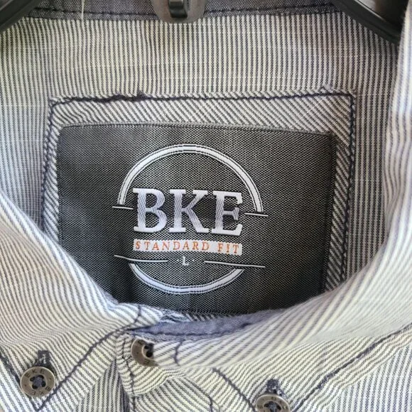 BKE Mens Shirt Size L Striped Standard Fit Long Sleeves Western 100% Cotton - Picture 5 of 11